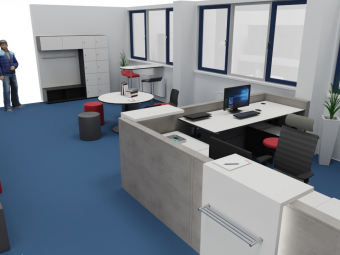 Ansicht Theke Ri. Garderobe Flur